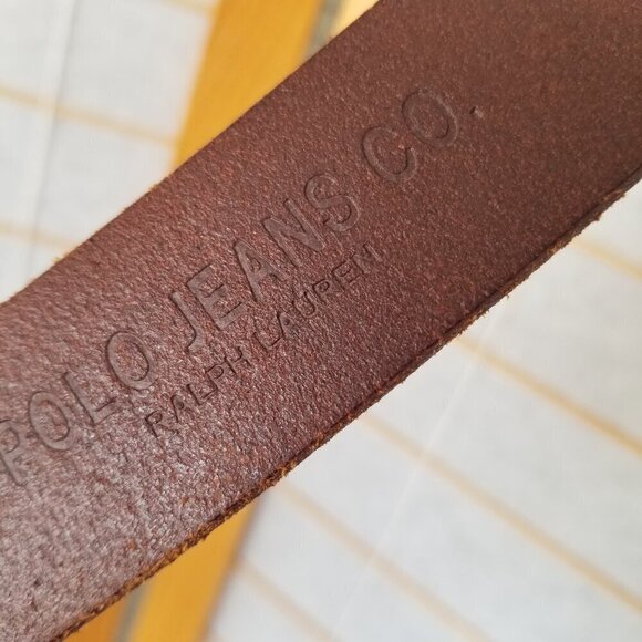 Ralph Lauren Polo Brown Leather Belt Distressed Hinged Buckle Men's Medium - Picture 7 of 13